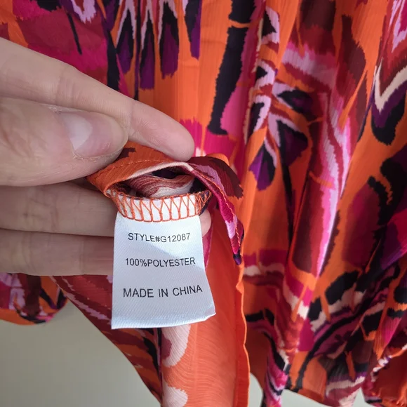 JODIFL Bold Orange and Pink Blouse - Picture 12 of 13